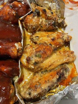 Wings - garlic parm and BBQ