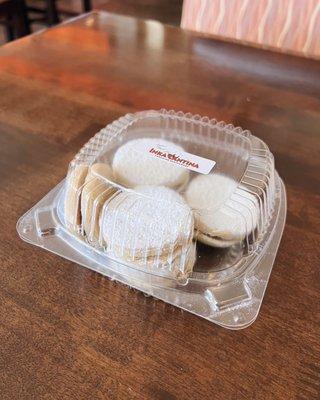 Alfajores (Peruvian shortbread cookies filled with dulce de leche) / $8.50