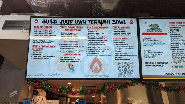 Build your own Bowl Menu