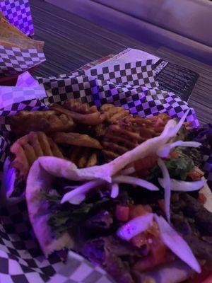 Gyro with waffle fries