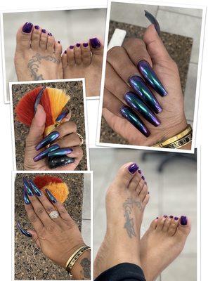 mermaidChrome by #jason @diamond3dnail_azusa4123  #HerToesCute2 #purplerain