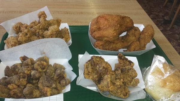 5 piece chicken, quarter pound of each of chicken liver, heart and gizzard