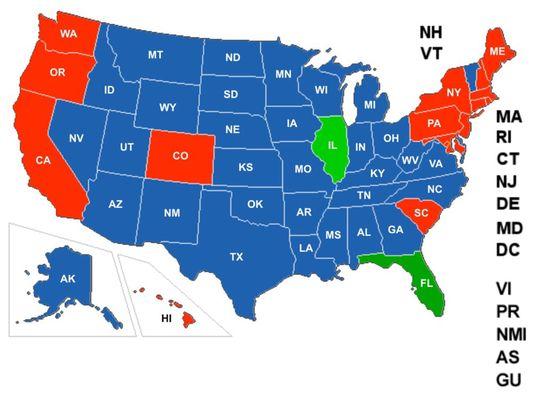 States covered by your combined Illinois and Florida concealed carry permits