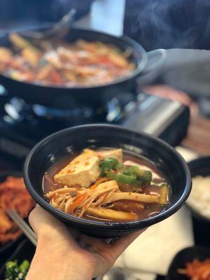 My bowl of the mushroom hot pot