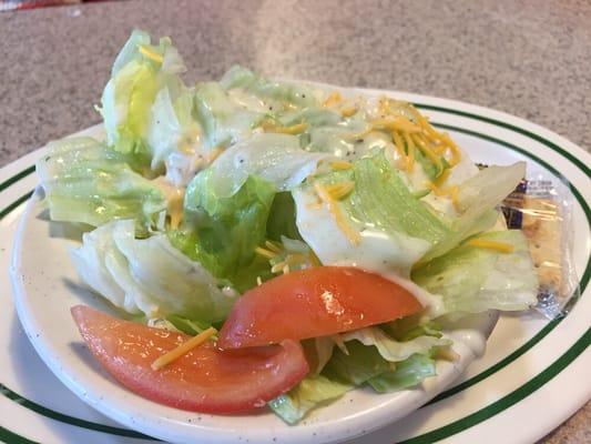 Side salad with ranch, nothing fancy but fresh and good.