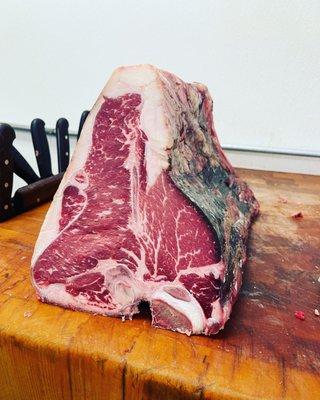 Specialty Dry Aged Beef available by the piece or by the whole section. Ask your Butcher for details.