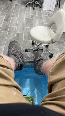 Amazingly wrapped warm foot towel booties during pedicure!