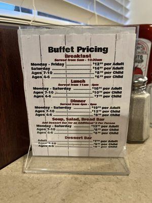 Reasonable buffet prices