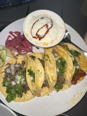 4 taco plate - brisket, barbacoa, steak, al pastor