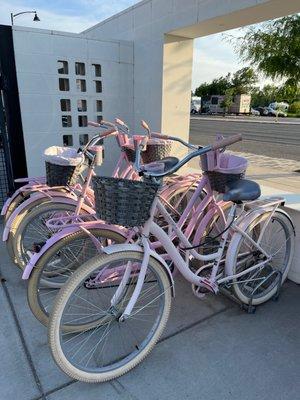 Bikes to borrow for a ride into town.