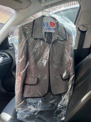 Blazer dry cleaning, just perfectly done! Thanks again!!