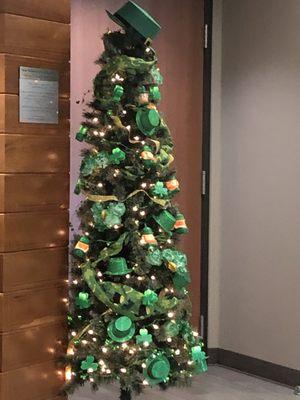 Staff at Wound Center decorated a St. Patrick's Day tree.