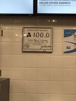 Love their sanitation rating...great job!