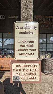 Neighborly reminder sign and Surveillance sign