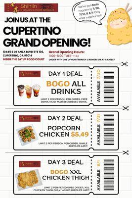 It's here! Grand Opening Promotions! Three Days in a Roll!