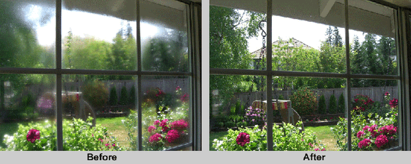 Fogged window before/after