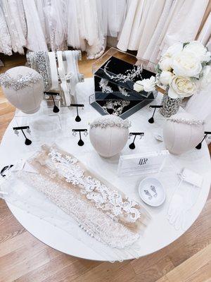 We carry all types of accessories so we can truly be a one stop shop for all of our brides!