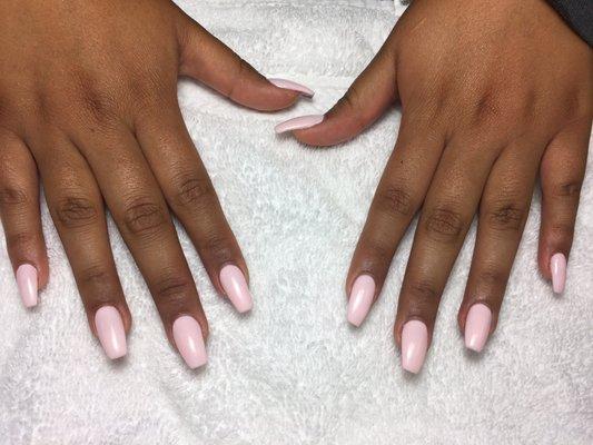 Subtle pink coffin nails