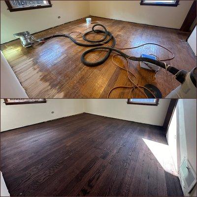 South Chicago 80 year old hardwood sand & refinish!