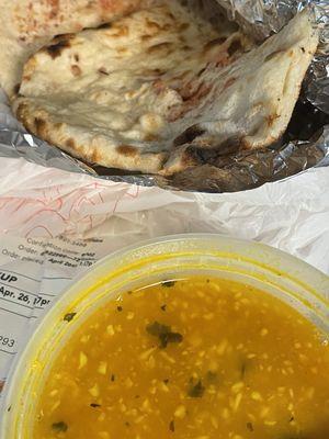 Kashmiri naan and lentil soup