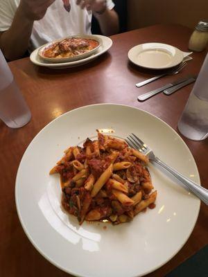 Penne with Mushroom Marinara & lasagna