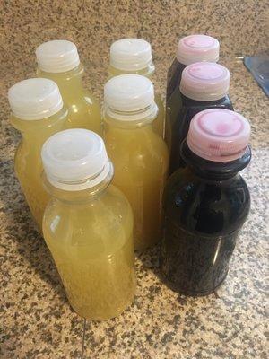 Ginger pineapple, Mango Lemonade, and Bissap (hibiscus-mint)