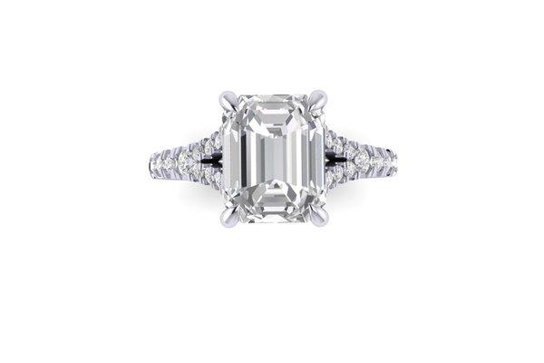 18k white gold emerald cut diamond ring