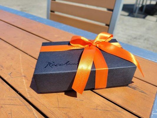 Pretty box of Chocolate Dipped Candied Orange Peel