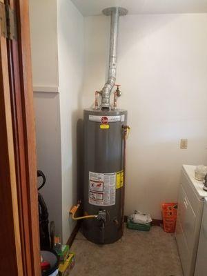 We just finished installing this gas water heater. We have the best prices on gas and electric water heaters.