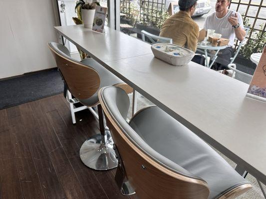 The bar style seating area! Love these stools!