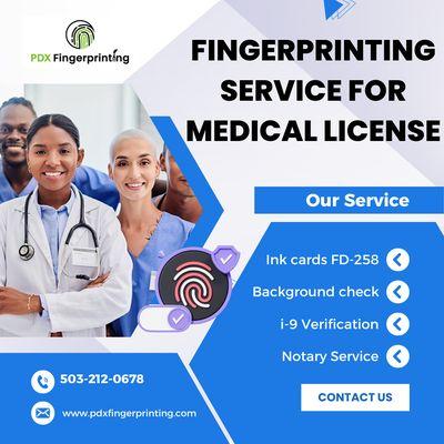 Fingerprinting service for Medical License