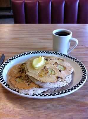 Multi grain banana walnut peanut butter pancakes