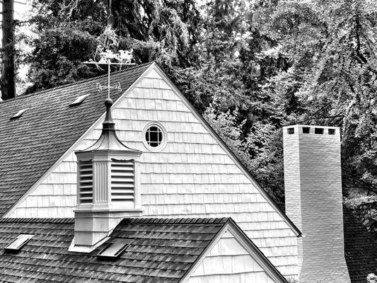 Top of the main house on the grounds, with the Sleepy Hollow weather vane.