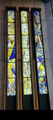 Gorgeous stained glass panels...25 feet tall and rising.