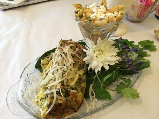 Spinach and Artichoke Quiche with pasta salad!