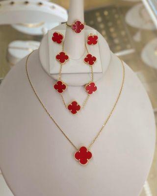 Gold Red Clover Set