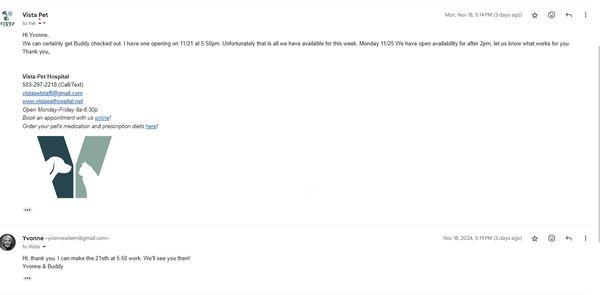 Email exchange to which they had 3 days to confirm or cancel. But crickets! A reasonable person would assume a confirmation, yes?