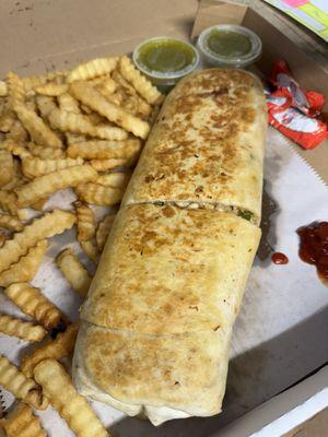 Mega burrito with fries