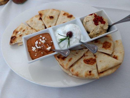 Mediterranean dip trio (eggplant, tadziki, hummus)