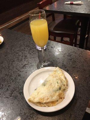 Egg white omelette and mimosa