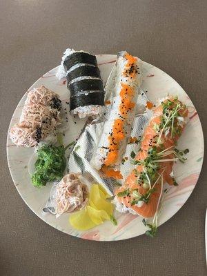 Orange Caterpillar, California Roll, Shrimp Tempura Roll