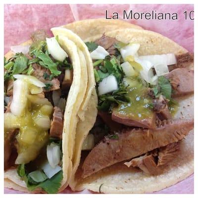 Taco with tender beef tongue -lengua- stewed to perfection.