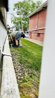 James working on installing the unit exactly where we wanted it! Works perfect there!