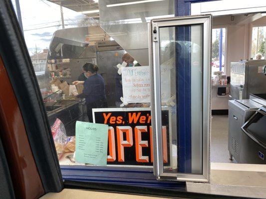 View of the kitchen from the drive thru