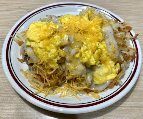 Smothered Biscuit Platter with Sausage and Egg