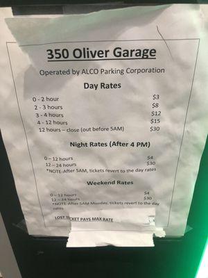 Updated parking rates May 2022