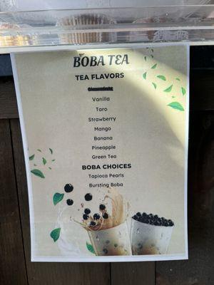 Boba Menu