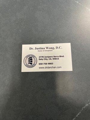 Dr wong business card.