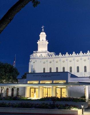 St George Utah Temple in the evening