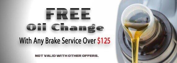 Free oil change with any brake service over $125